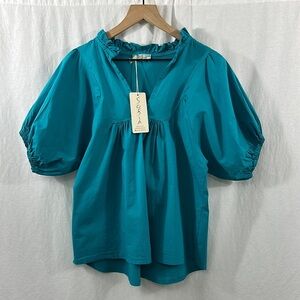 Sofia Collections Nazim Turquoise Made In Italy Peasant Top Womens 2-8 Coastal